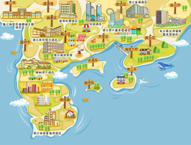 海勃湾手绘地图旅游的艺术指南